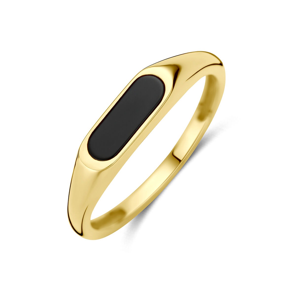 Ring aus 9 Karat Gelbgold mit schwarzem Onyx-Einsatz