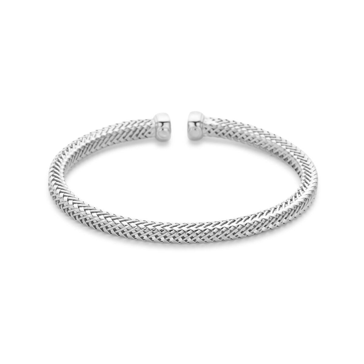 Klebende 925 Silberarmband mit rhodiniertem Finish, 58 x 4,5 mm, geflochtenes Design