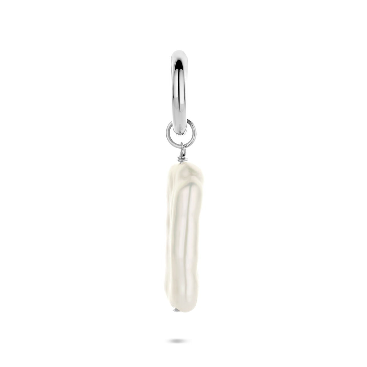 Rhodinierter Silberohrring mit Perle – Einzelverkauf, 26 mm