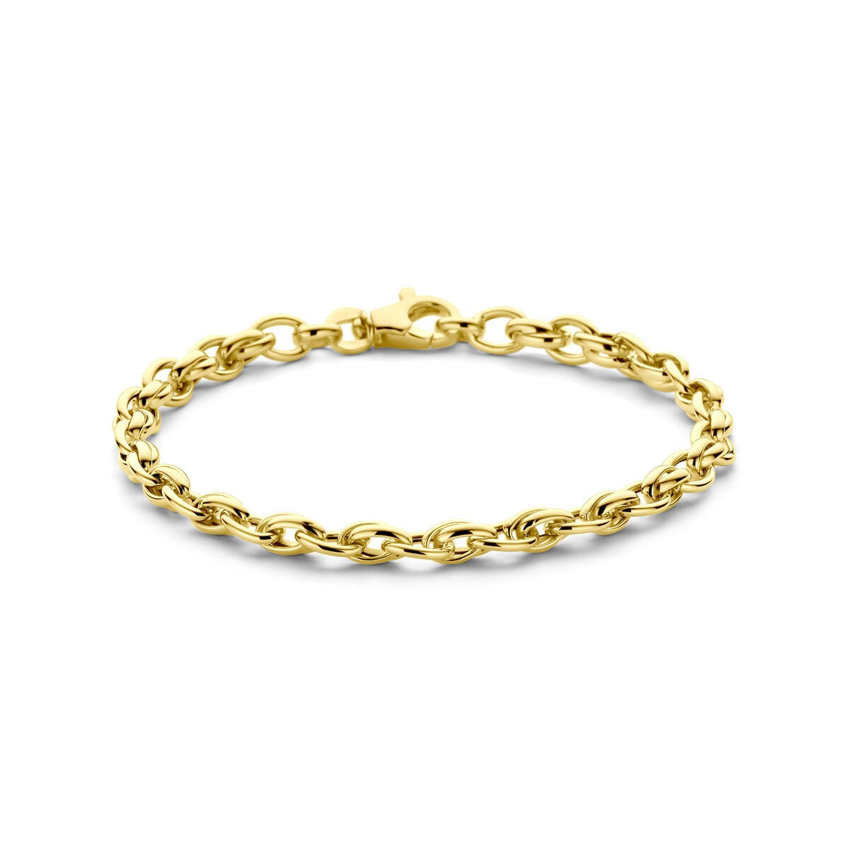 Armband aus 9 Karat Gelbgold mit fantasievoller Gliederung, 19 cm lang