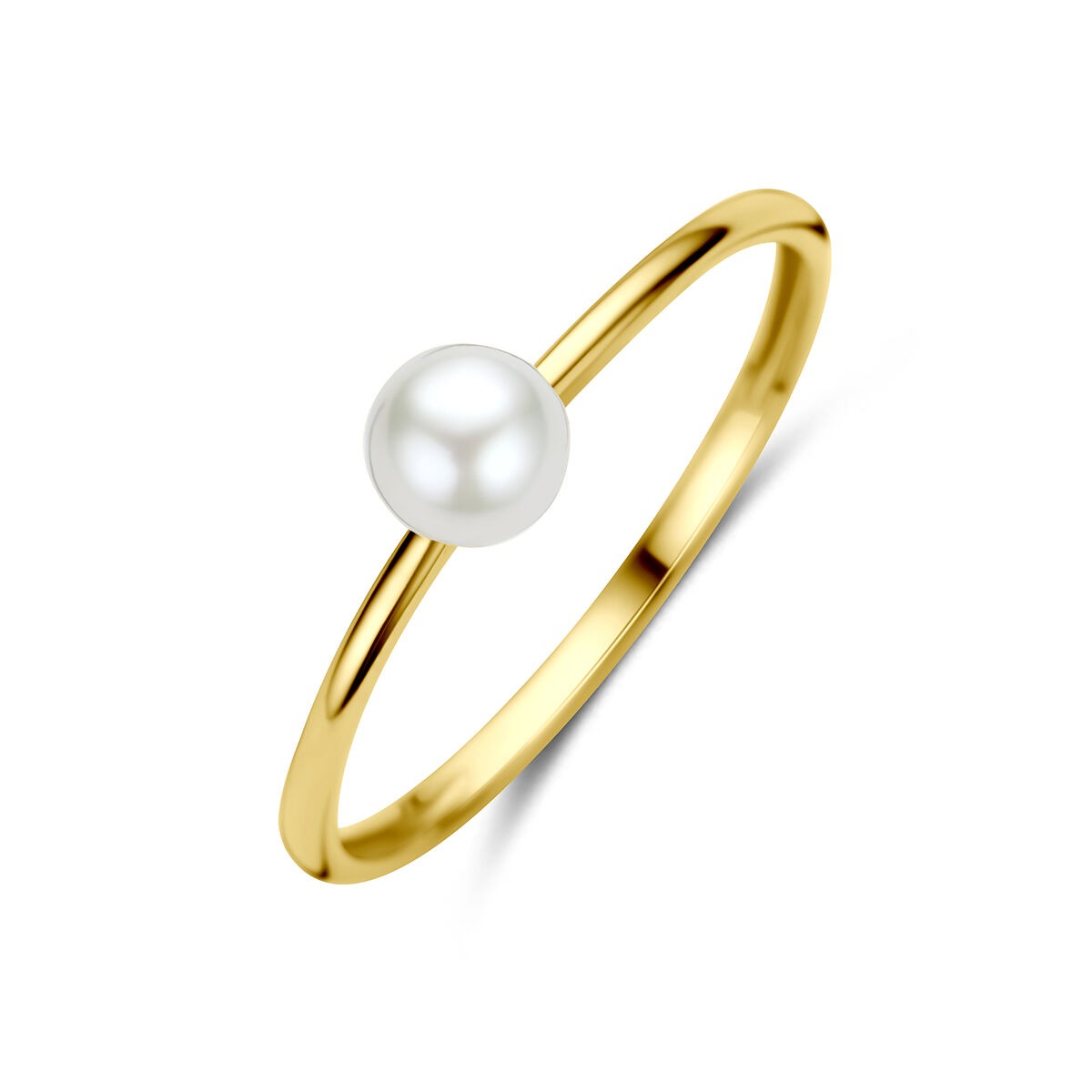 Ring aus 9 Karat Gelbgold mit einer weißen Perle in der Mitte
