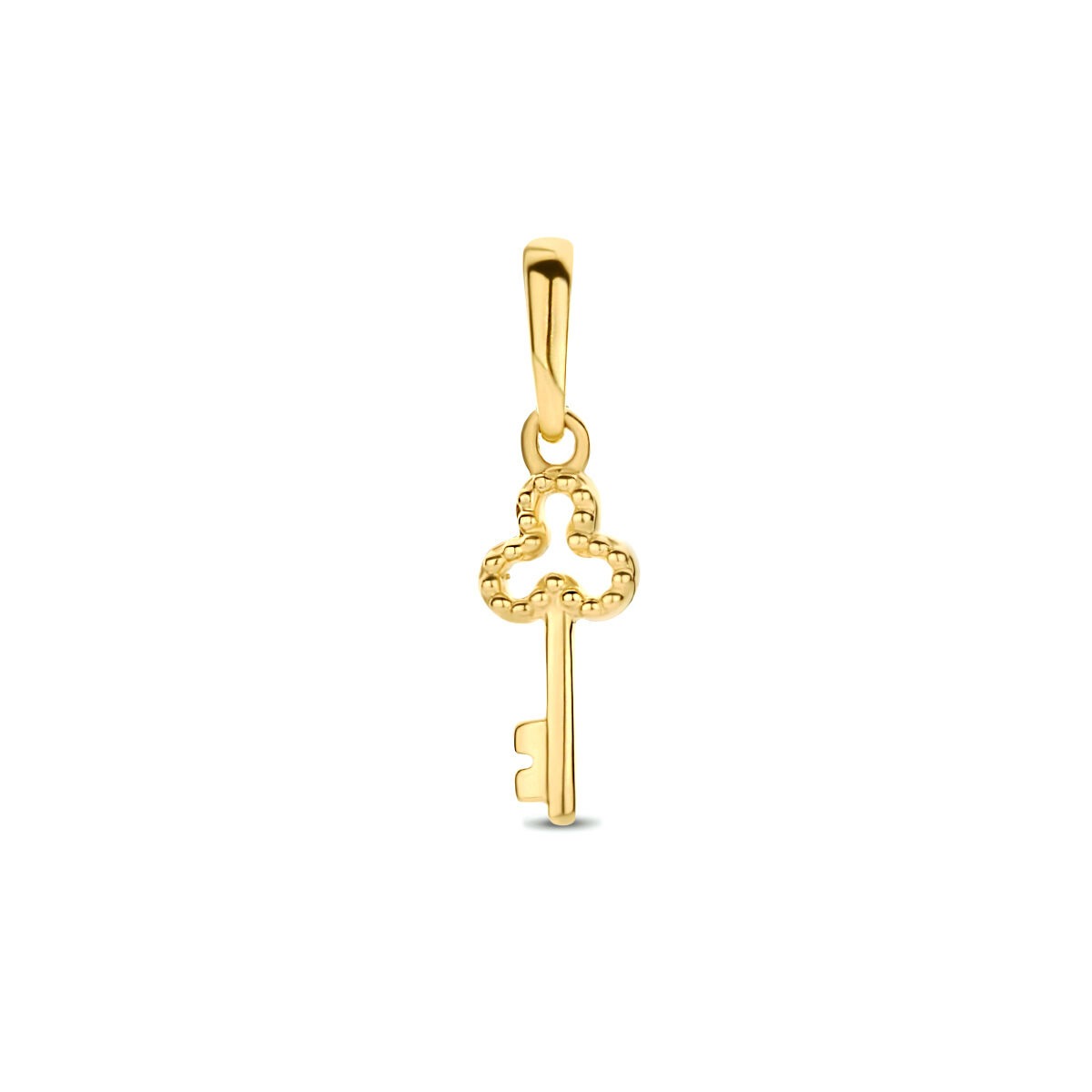 Hänger in Form eines Schlüssels aus 9-karätigem Gelbgold mit feinen Details