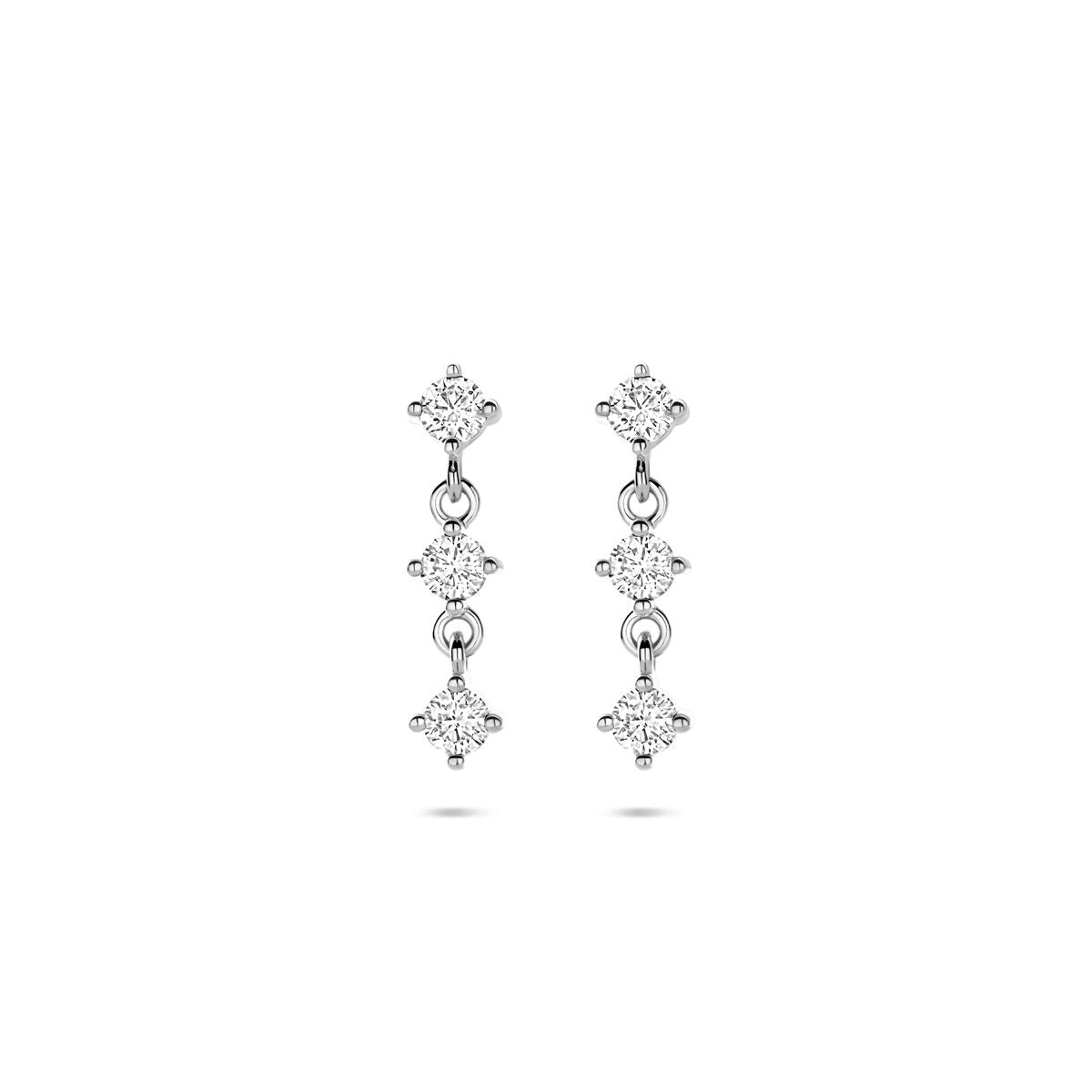 Gerhodineerte Silberohrringe mit Zirkonia, 16 mm lang, in schlichter, eleganter Ausführung