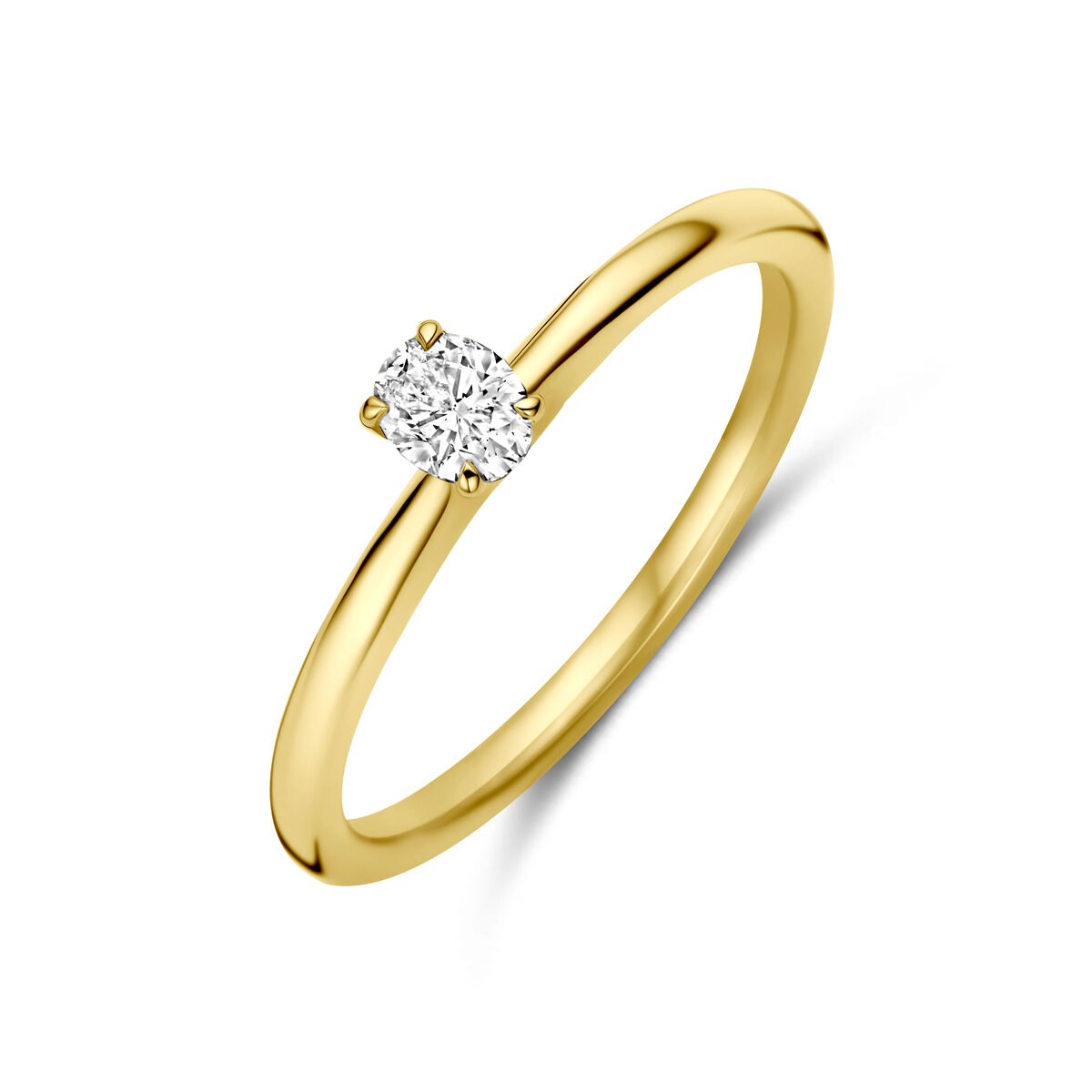 Ring aus 14 Karat Gelbgold mit einem solitären Diamanten von 0,21 ct