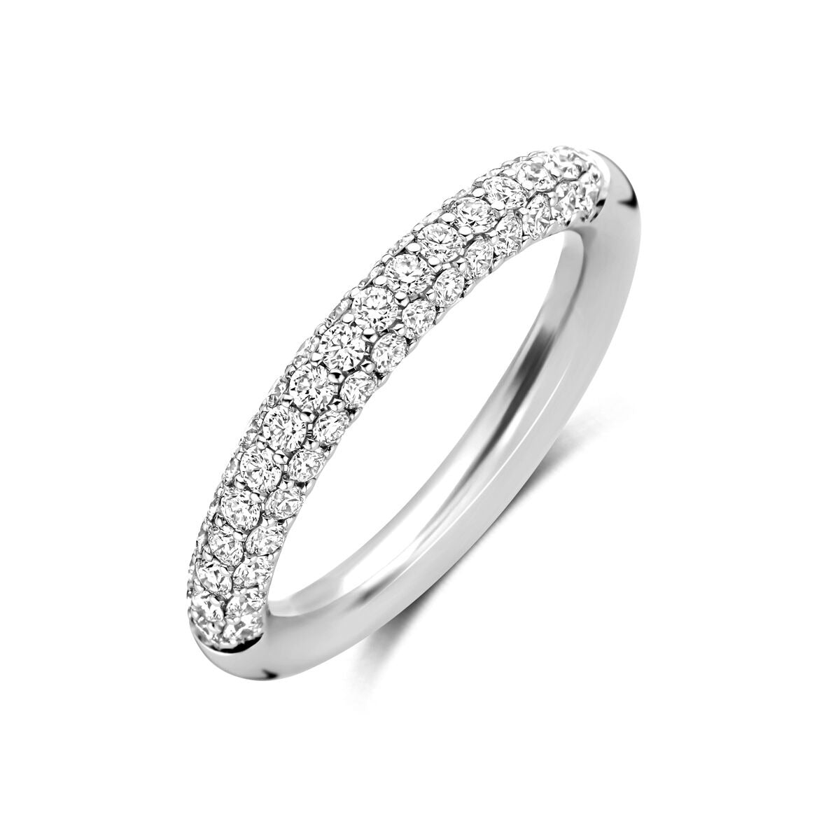 Ring aus 14k Weißgold mit pavé-setzten Diamanten in glänzender Ausführung