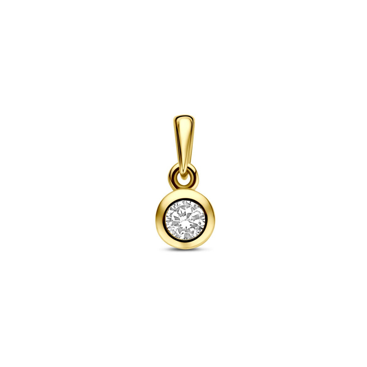 Hänger aus 14k Gelbgold mit rundem Zirkonia von 11 mm Durchmesser