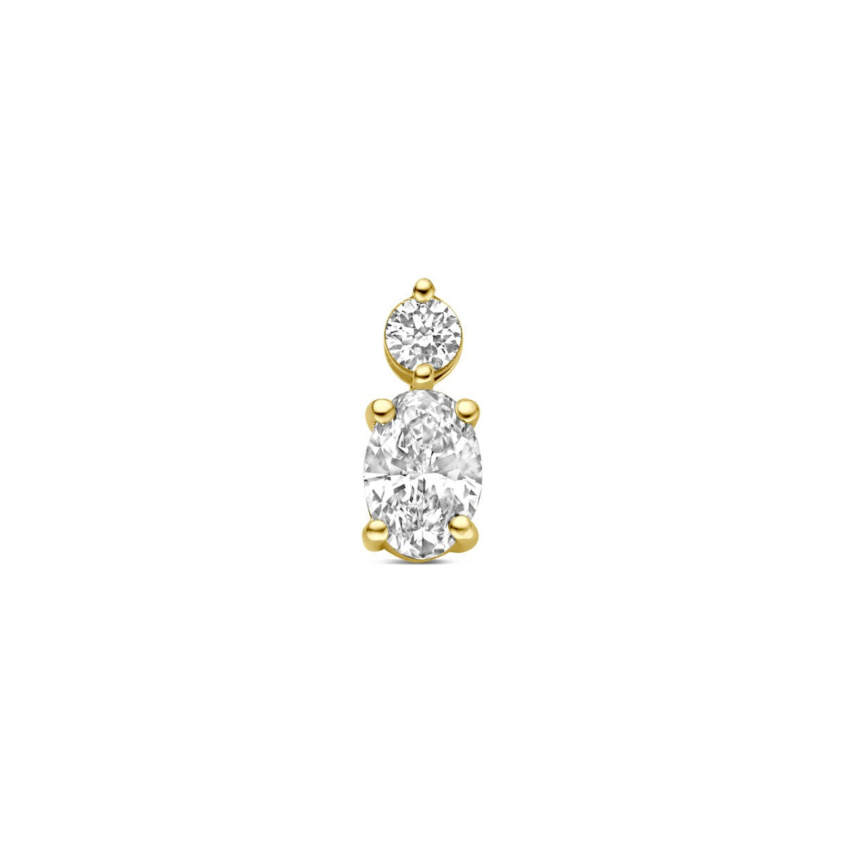 Hänger aus 14k Gelbgold mit zwei lab-grown Diamanten in ovaler und runder Form
