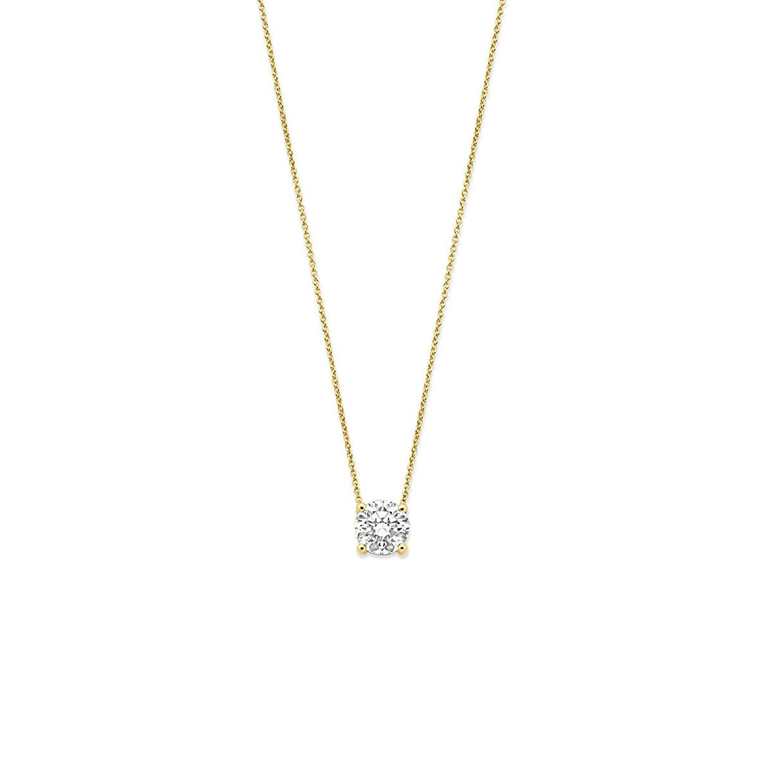 14k Geelgouden collier met 1.00 ct lab grown diamant