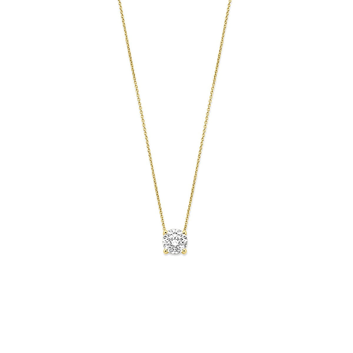 14k Gelbgoldkette mit 1,00 ct lab-grown Diamant als Anhänger