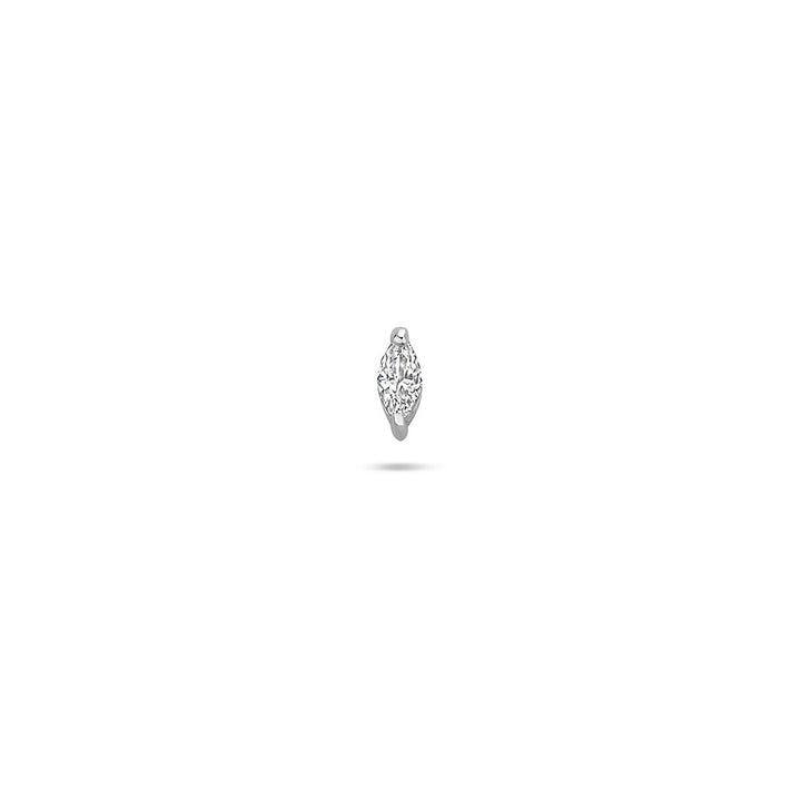 Zilveren flat back piercing met markies zirkonia – gerhodineerd 925