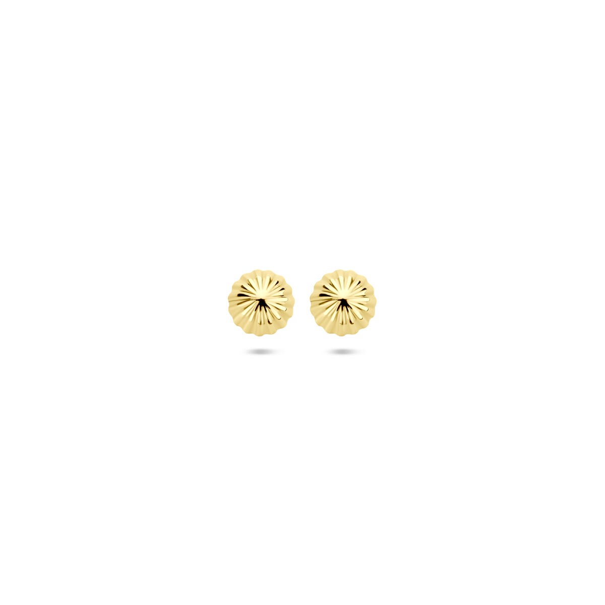 Ohrstecker aus 14k Gelbgold, kugelförmig mit einem Durchmesser von 5 mm und strukturiertem Design