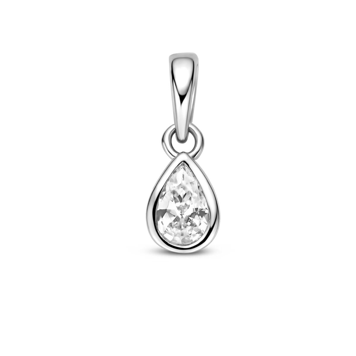 Hänger aus rhodiniertem 925 Silber mit tropfenförmigem Zirkonia