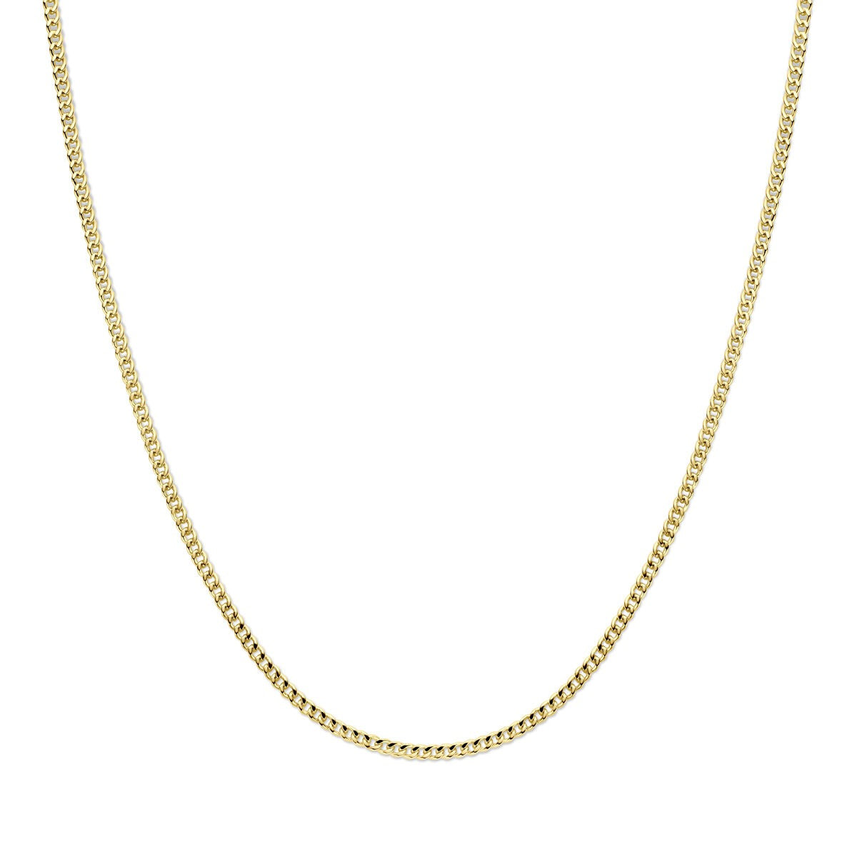 Geslepen Gourmette-Collier aus 14k Gelbgold mit silbernem Kern, 3,7 mm breit