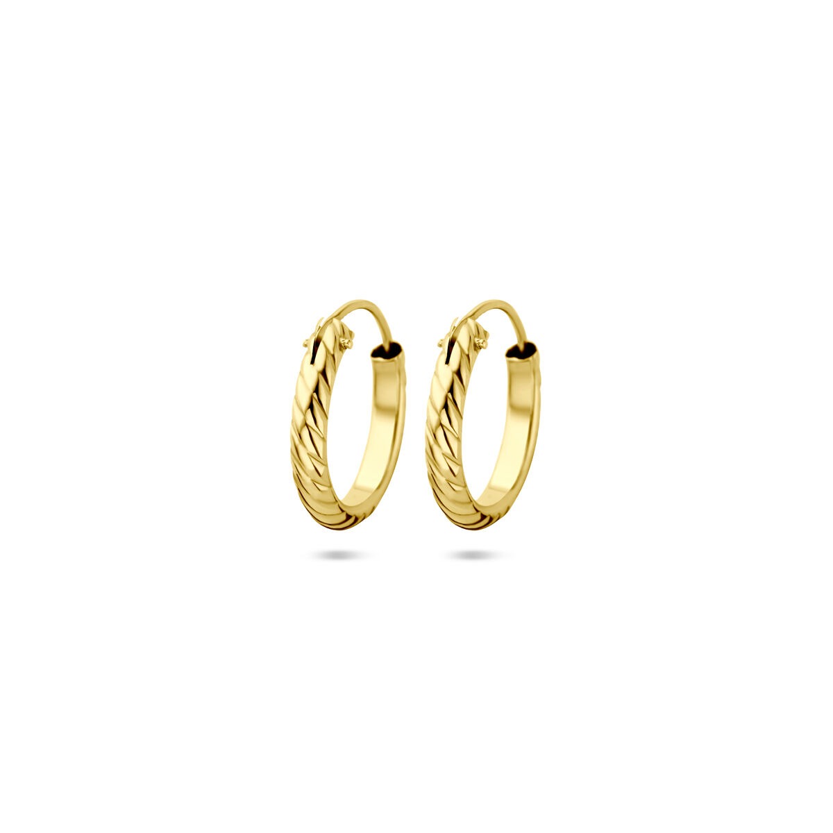 Gedrehte Ohrringe aus 14 Karat Gelbgold mit glänzender Oberfläche