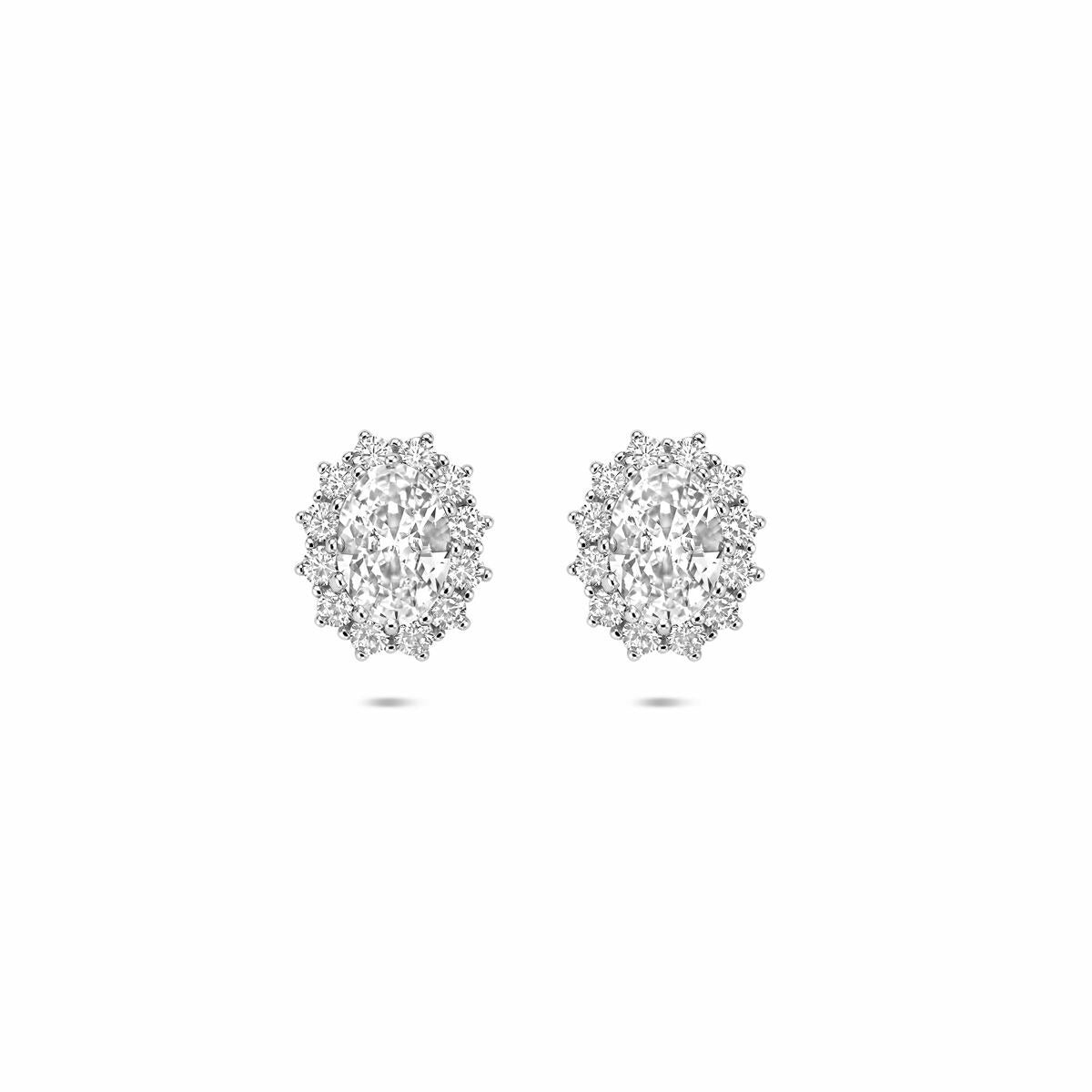 Ohrringe aus rhodiniertem 925 Silber mit Zirkonia in blütenförmigem Design