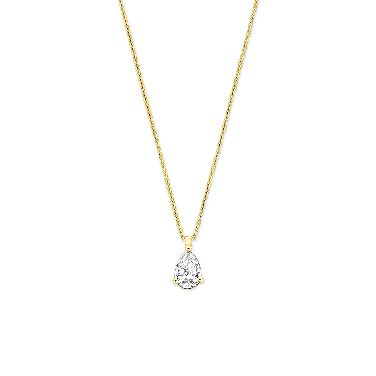 14k goldene Kette mit tropfenförmigem lab-grown Diamanten