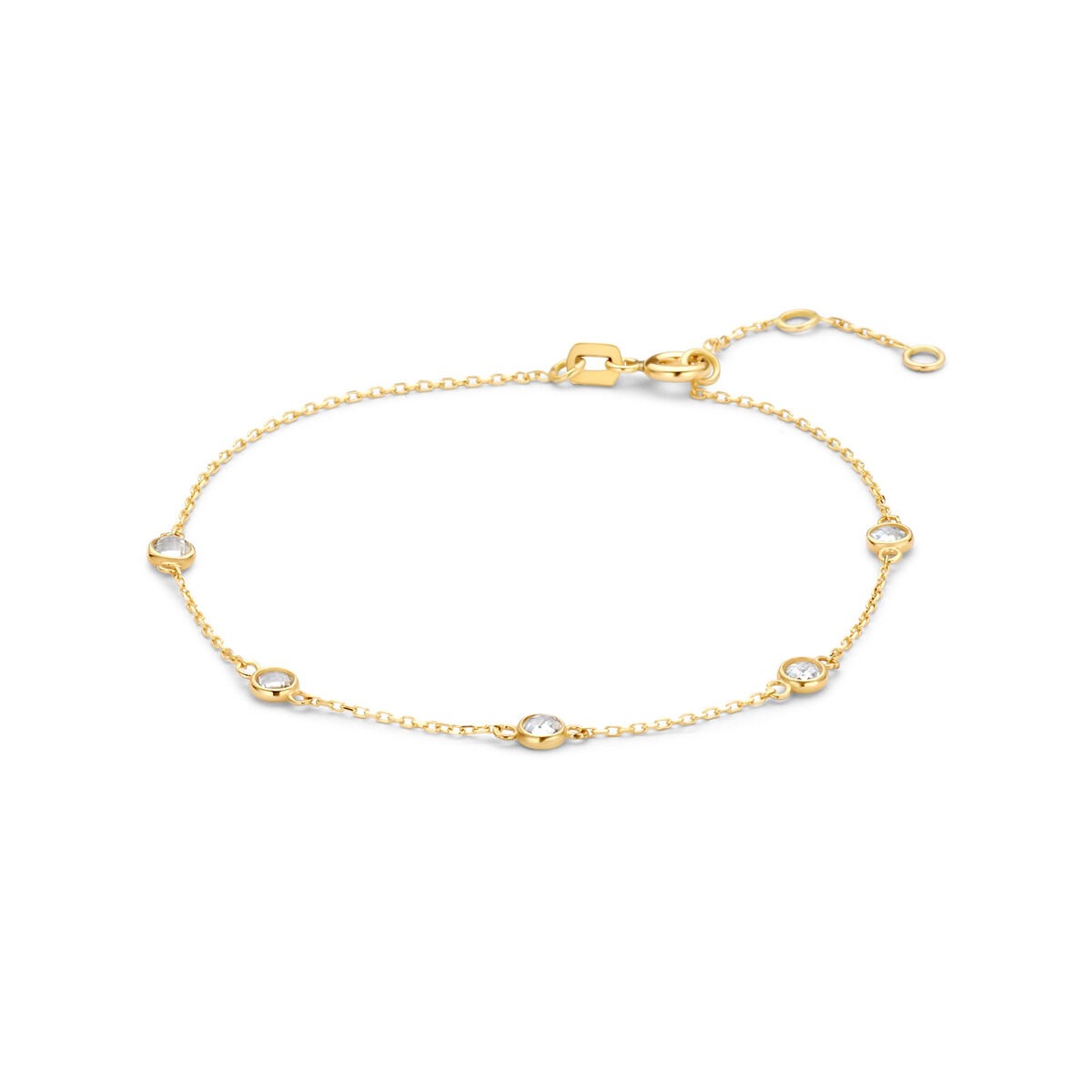 Armband aus 9 Karat Gelbgold mit Zirkonia-Steinen in ovalen Fassungen