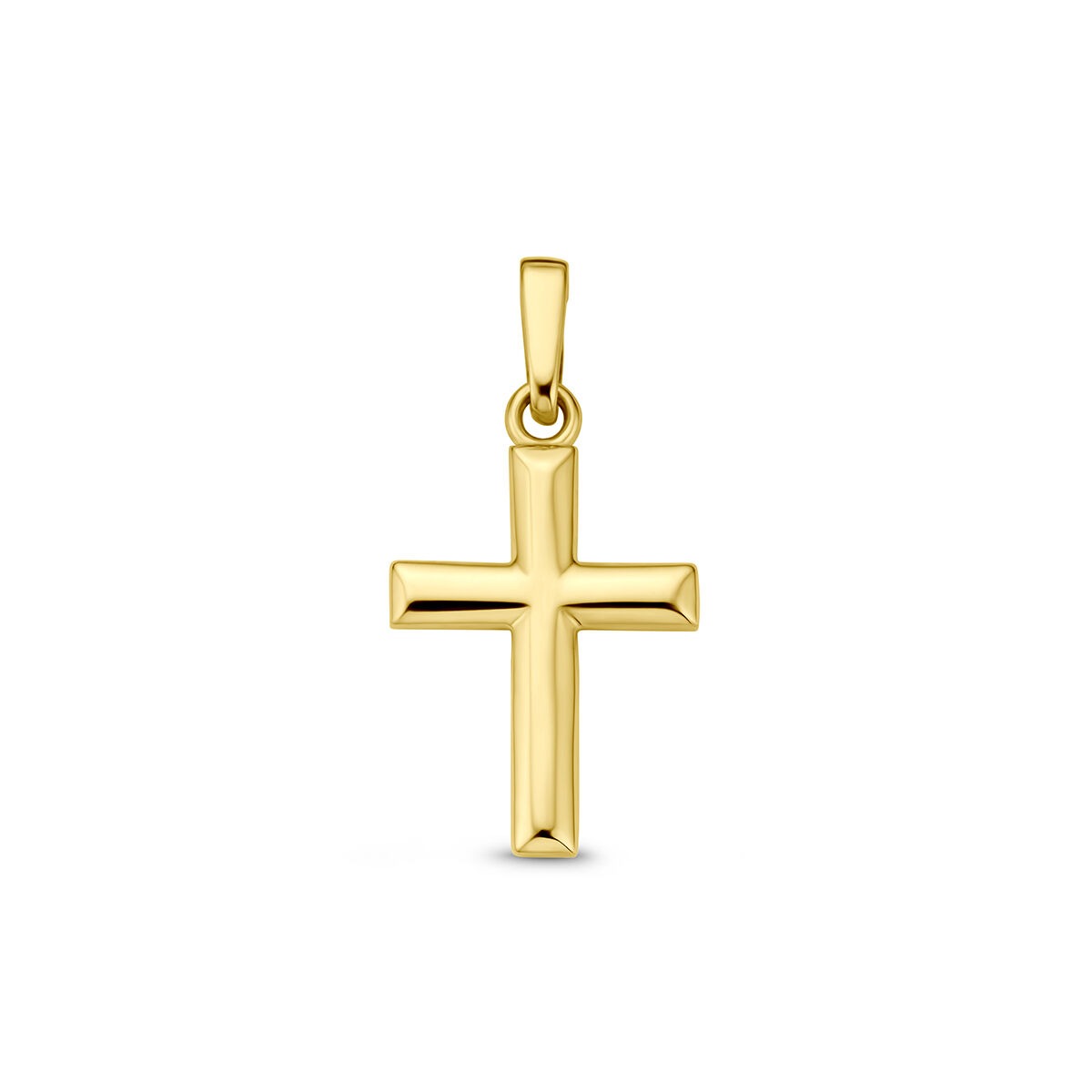 Kreuzanhänger aus 9 Karat Gelbgold mit glänzender Oberfläche und schlichtem Design