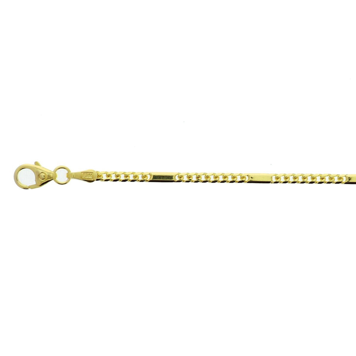 14k gelbgoldene Gourmette-Kette mit 2 mm Zwischenstücken und Karabinerverschluss