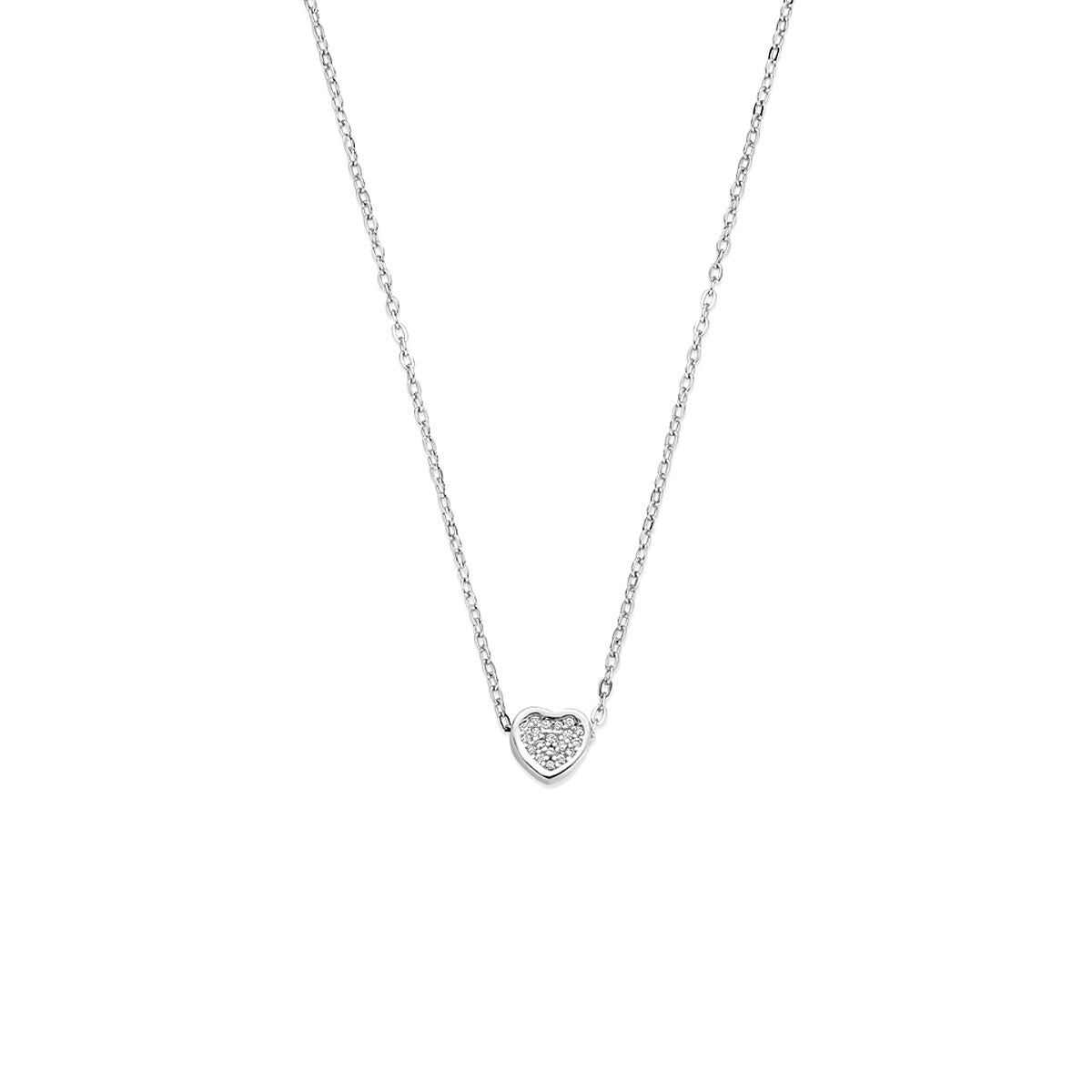 Silberne Kette mit herzförmigem Anhänger und Zirkonia-Steinen