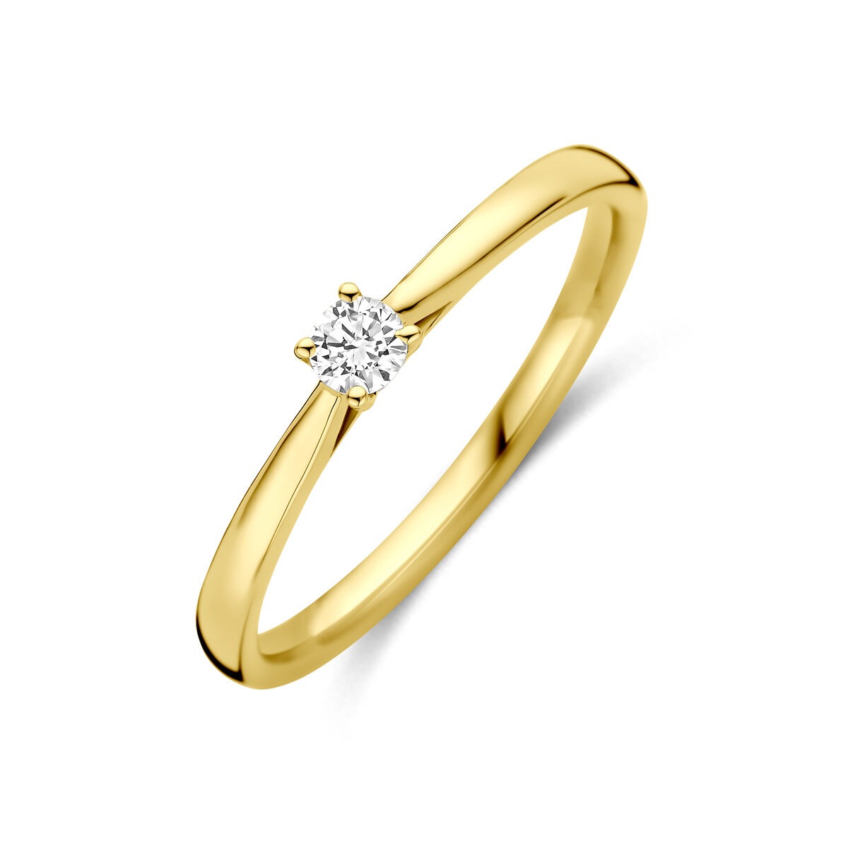 Ring aus 14 Karat Gelbgold mit 0,10 ct lab-grown Diamant in der Mitte
