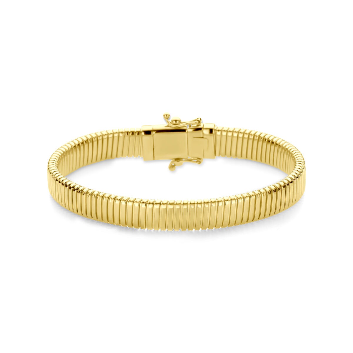 14k gelbgoldene Damenarmband mit Tubogas-Gliedern