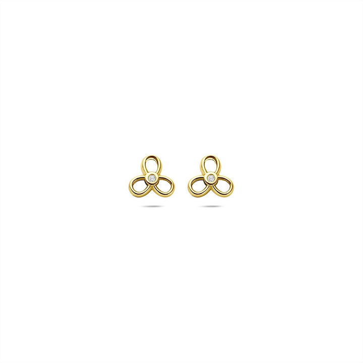 9k geelgouden oorknoppen met zirkonia – 6x6,5mm