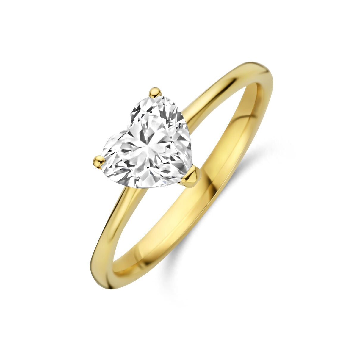 Ring aus 14k Gelbgold mit herzförmigem, lab-grown Diamanten von 1,00 ct