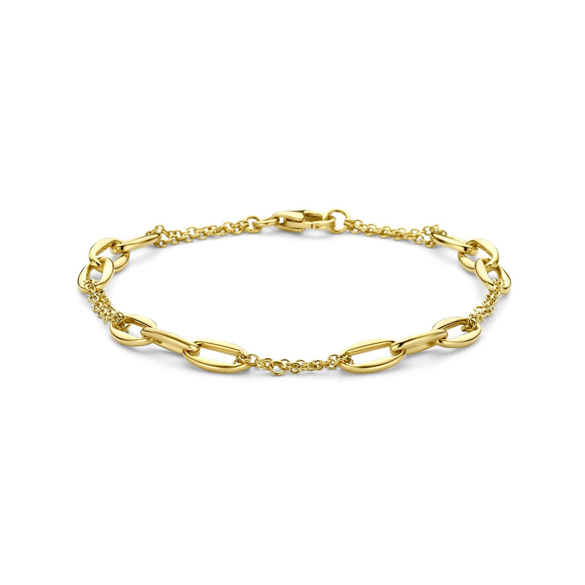 14k Gelbgoldene Anker-Armband mit ovalen Gliedern und feiner Kette