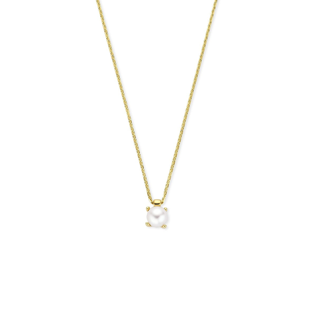 Halskette aus 9 Karat Gelbgold mit einer weißen Perle als Anhänger