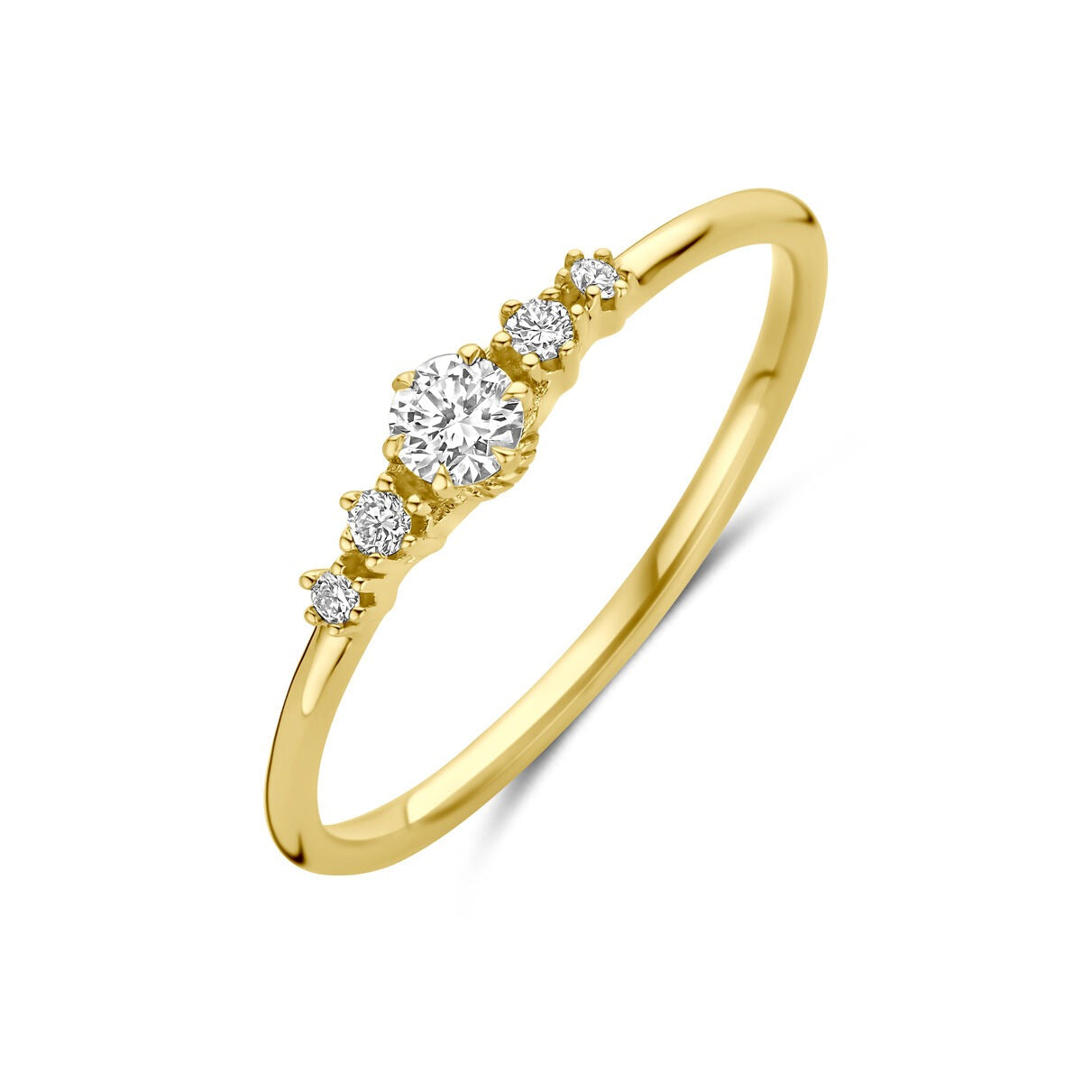 Ring aus 14k Gelbgold mit lab-grown Diamanten, fünf Steinen in blühender Anordnung