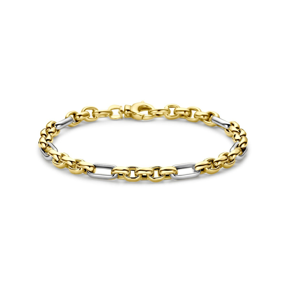 Bicolor Armband aus 14k Gold mit goldenen und silbernen Gliedern