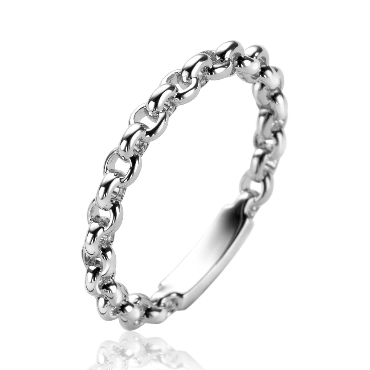 Ring aus Silber mit einer Kettenstruktur und glänzender Oberfläche