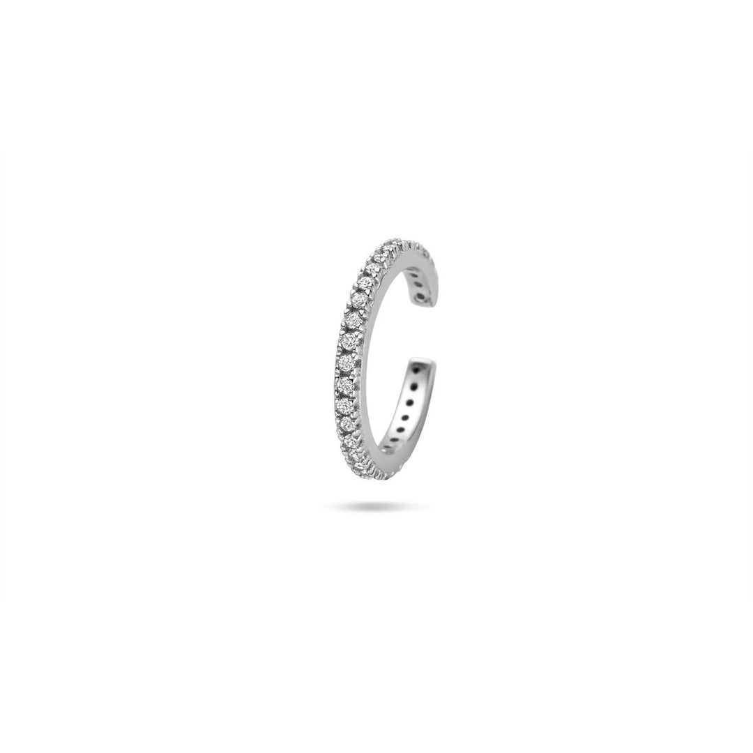 Zilveren ear cuff gerhodineerd met zirkonia – Dames Oorbellen