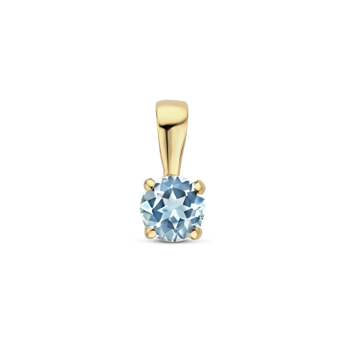 Hänger aus 14k Gelbgold mit rundem, blauem Topas in Krappenfassung