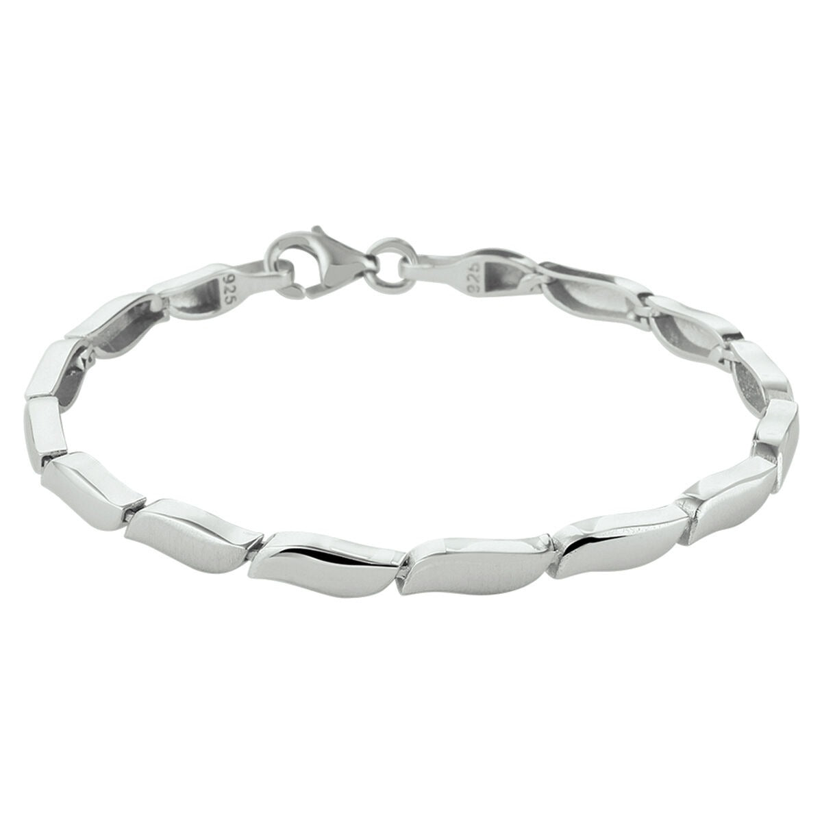 Silbernes Armband mit polierter und matter Oberfläche, rhodiniert, aus 925er Silber.