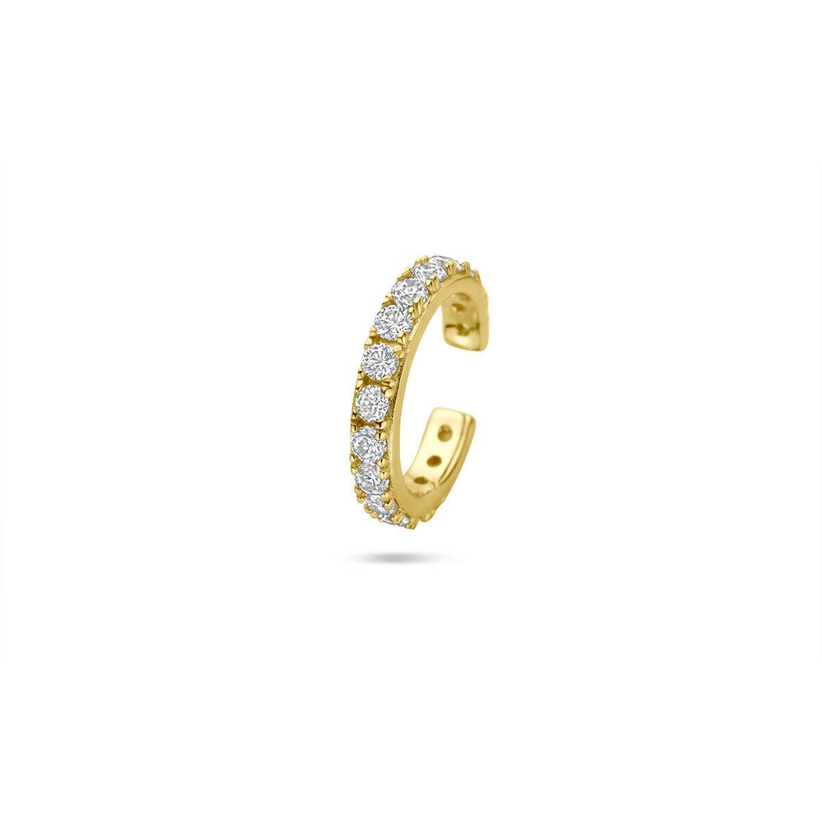 Vergoldeter Silber Ear Cuff mit Zirkonia-Steinen in einer geschwungenen Form