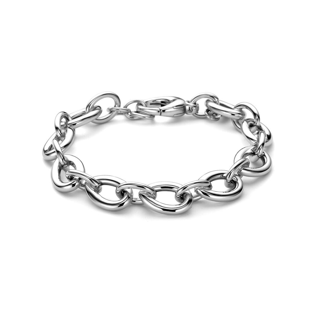 Zilveren dames armband – brede anker schakel in gerhodineerd zilver 11 mm 19,5 cm