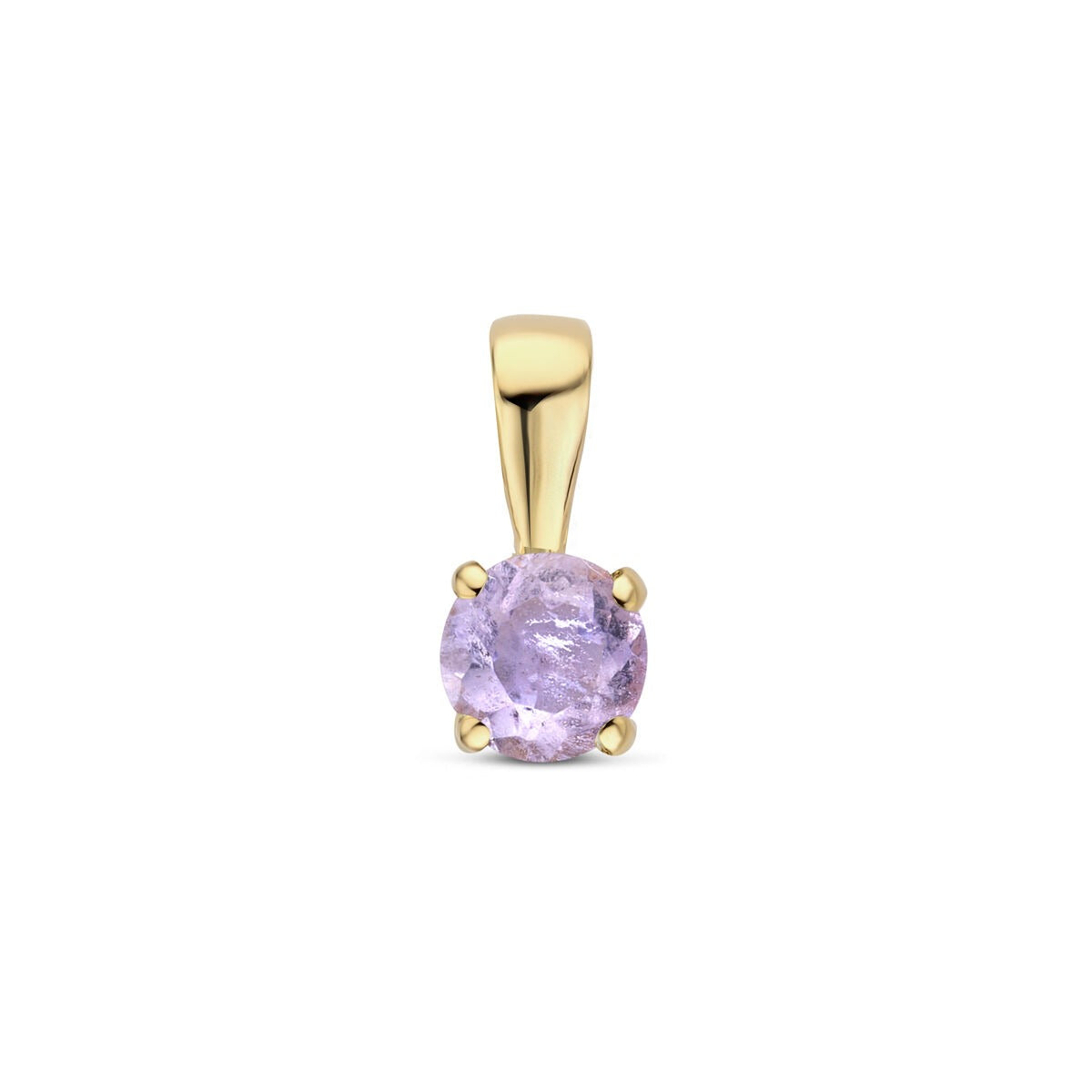 Hänger aus 14k Gelbgold mit runder Amethyst in lila Farbe