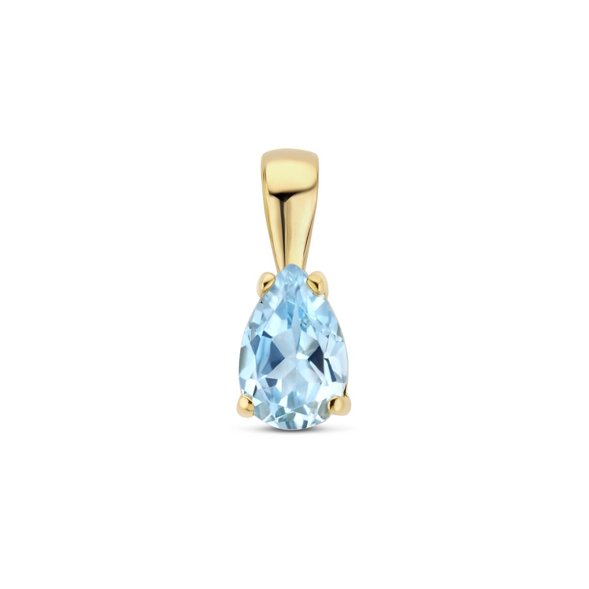 Hänger aus 14k Gelbgold mit tropfenförmigem, blauem Topas