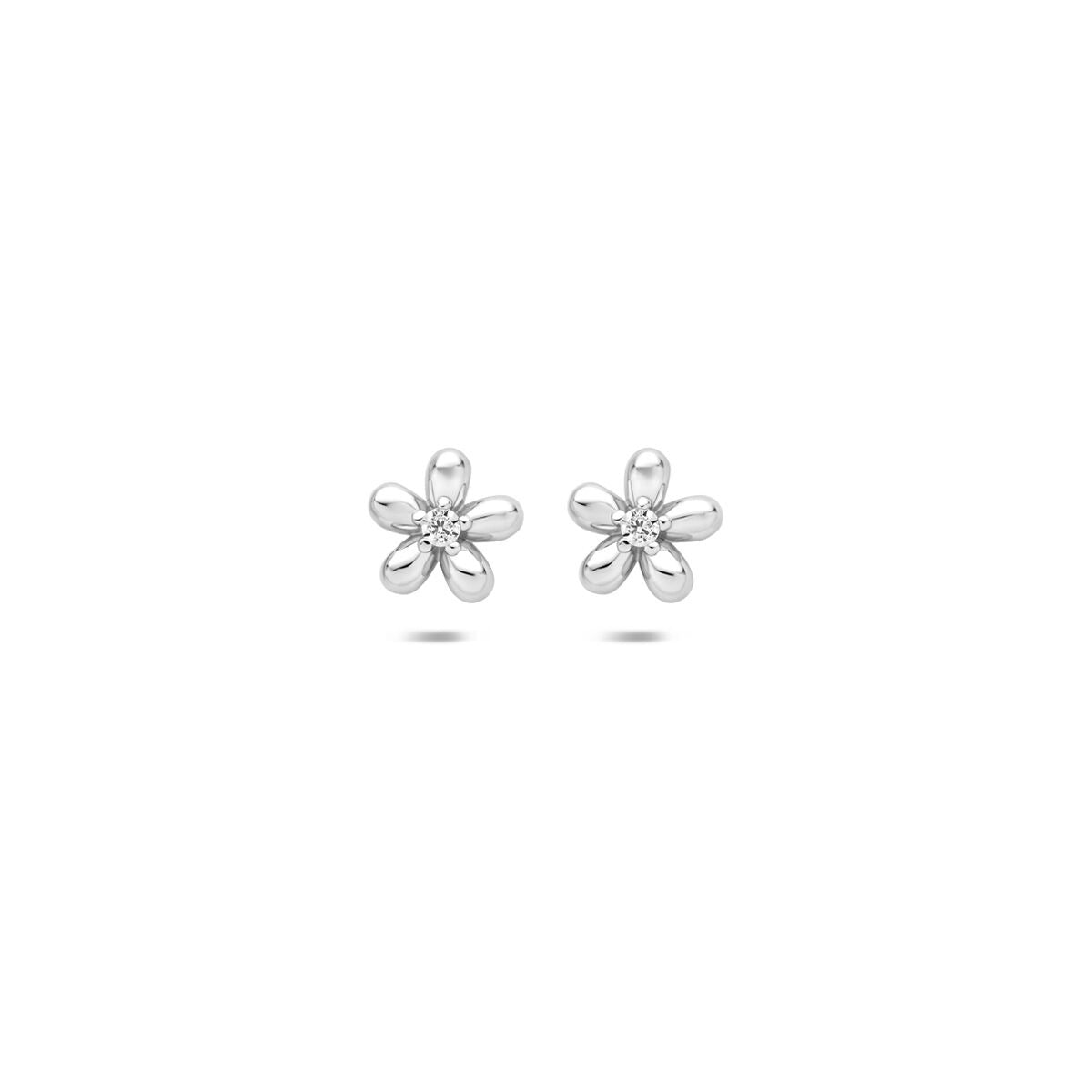 925 Silber Ohrstecker in Blumenform mit Zirkonia in der Mitte