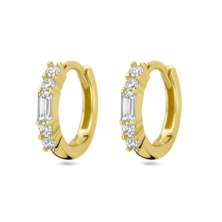 Verguld Zilveren Klapoorringen met Zirkonia – 11.5x2 mm