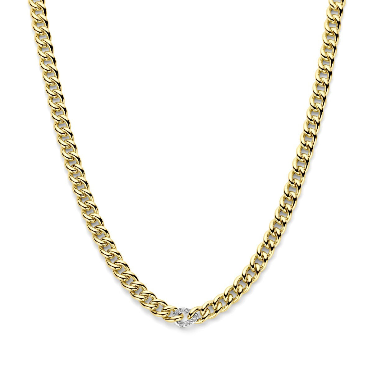 Bicolor Collier aus 14k Gelb- und Weißgold mit einem Diamanten