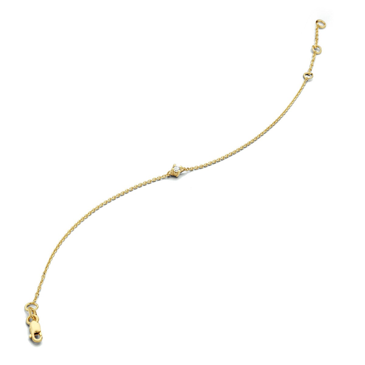 14k gelbgoldene Armband mit 0,05 ct Diamant und feiner Gliederung