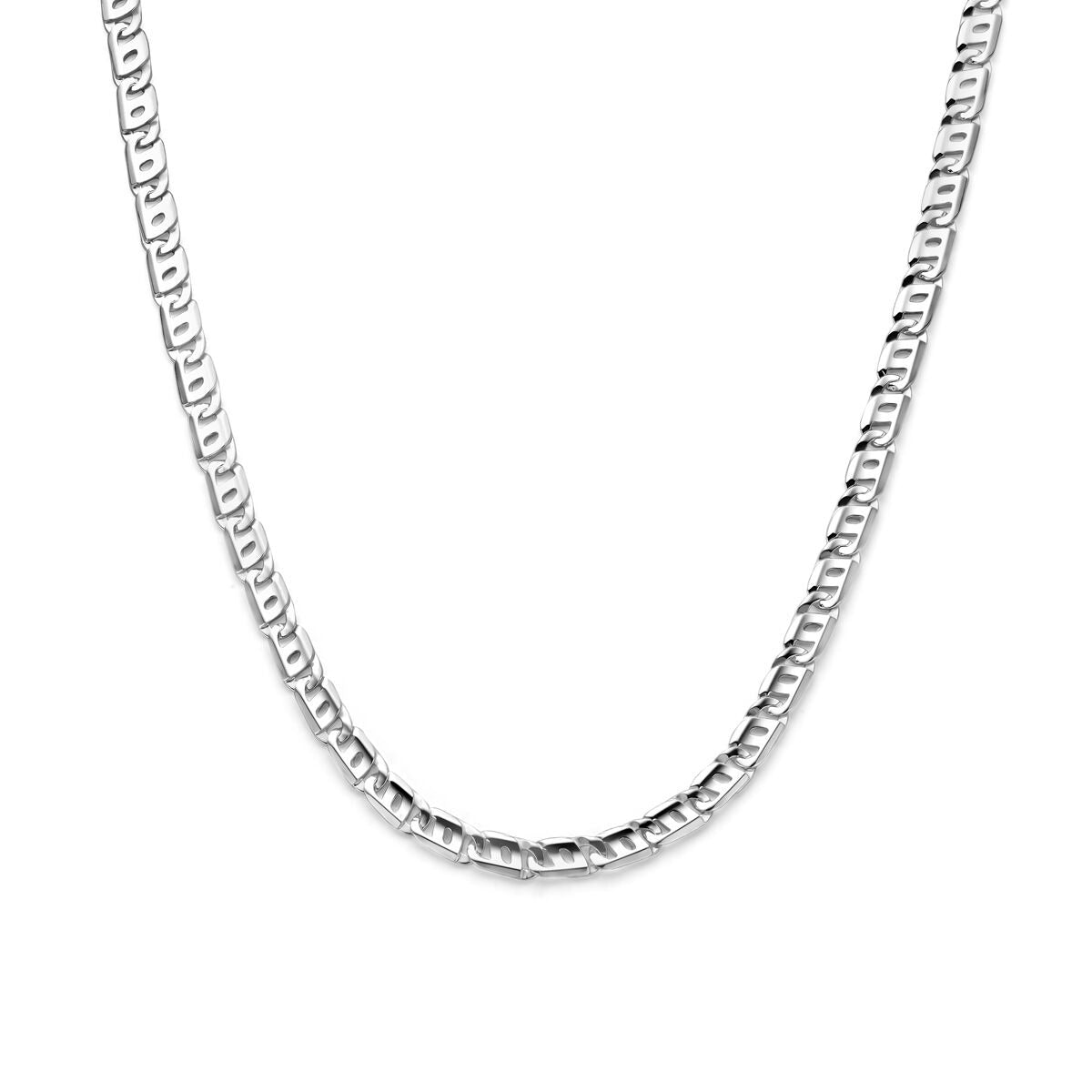 Herren Kette aus Silber mit breiten Anker-Schlinks und Karabiner-Verschluss