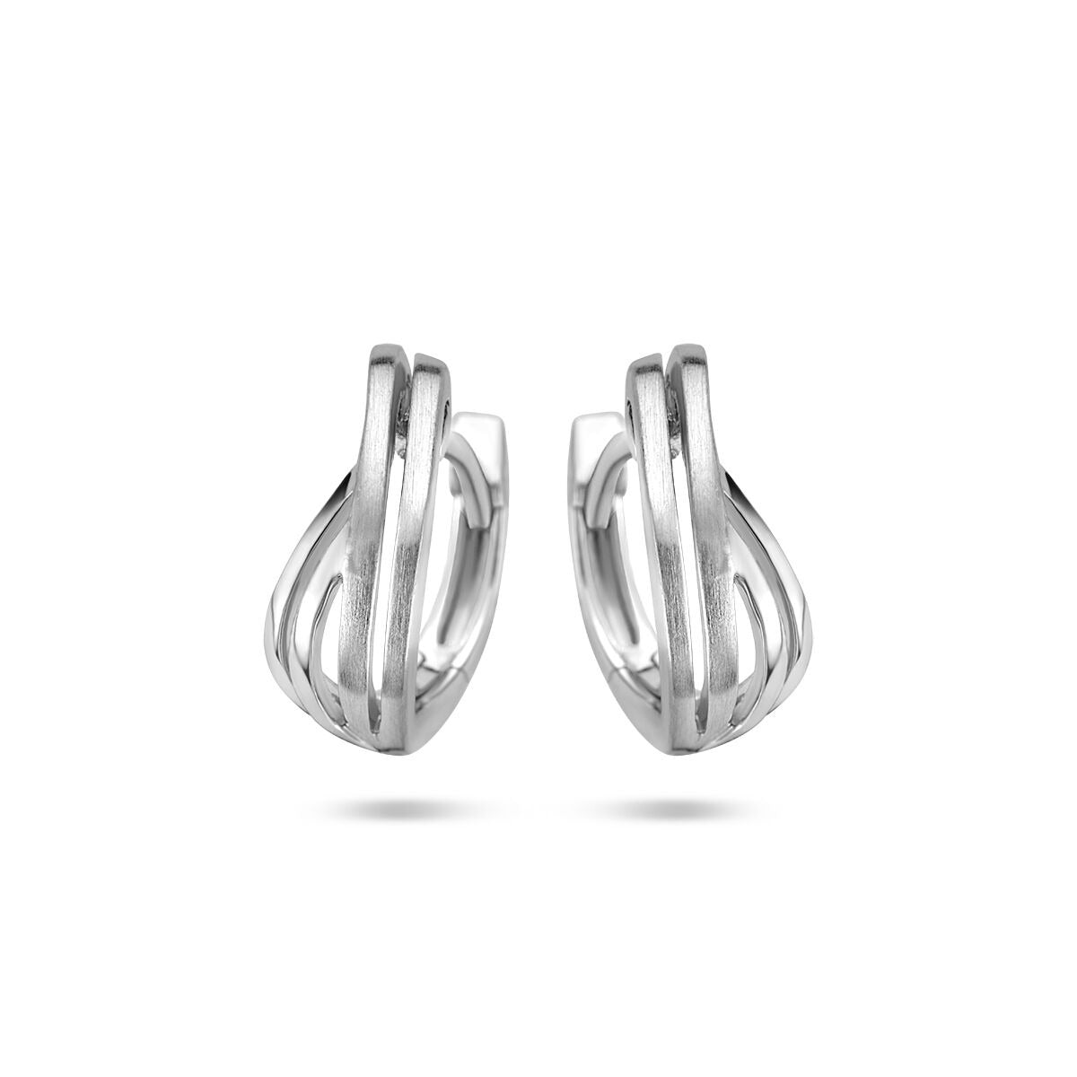 Klapp-Ohrringe aus rhodiniertem Silber mit geschwungenem Design
