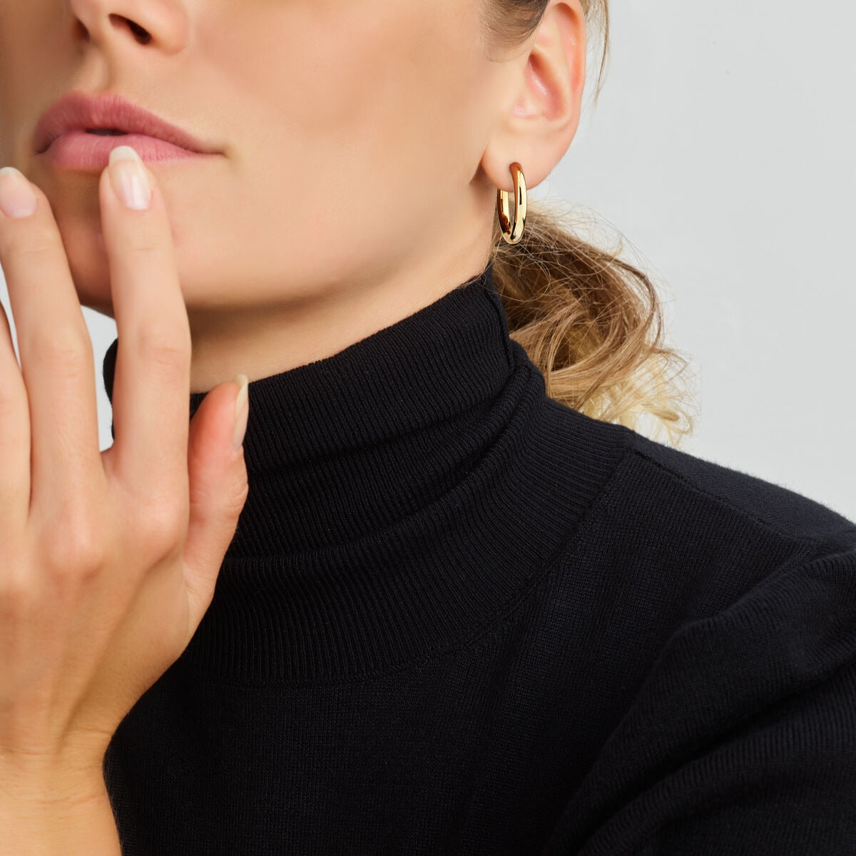 Vergoldete Klappcreolen für Damen – 28x4 mm rundes Modell