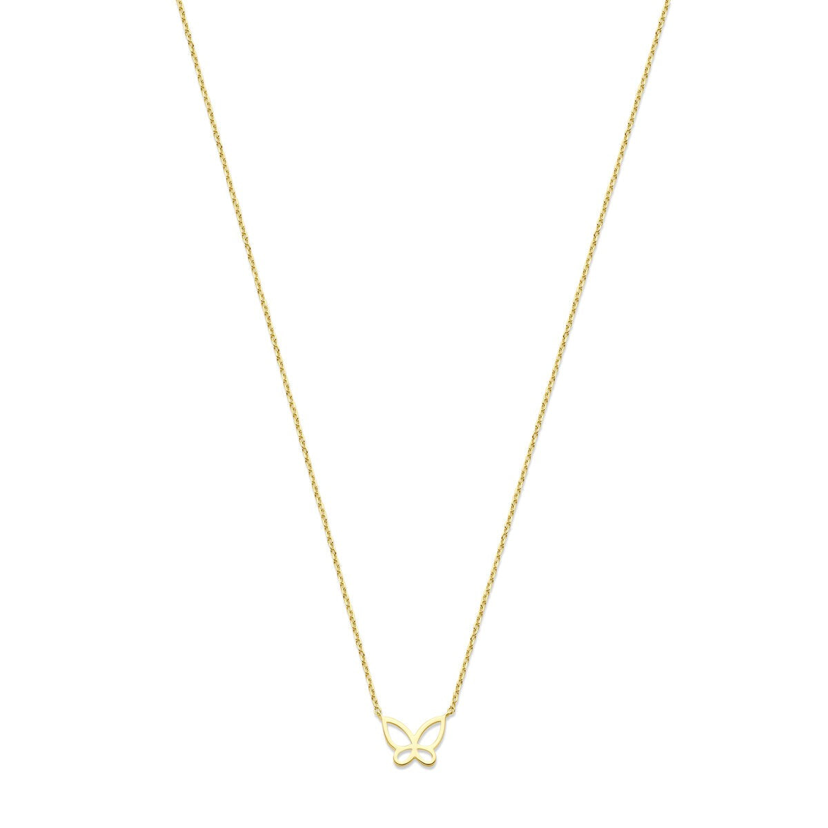 14k gelbgoldenes Collier mit filigranem Schmetterling als Anhänger