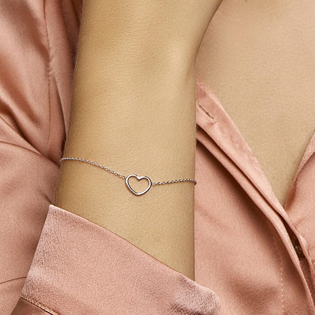 Armband Herz 16 + 3 cm Silber rhodiniert