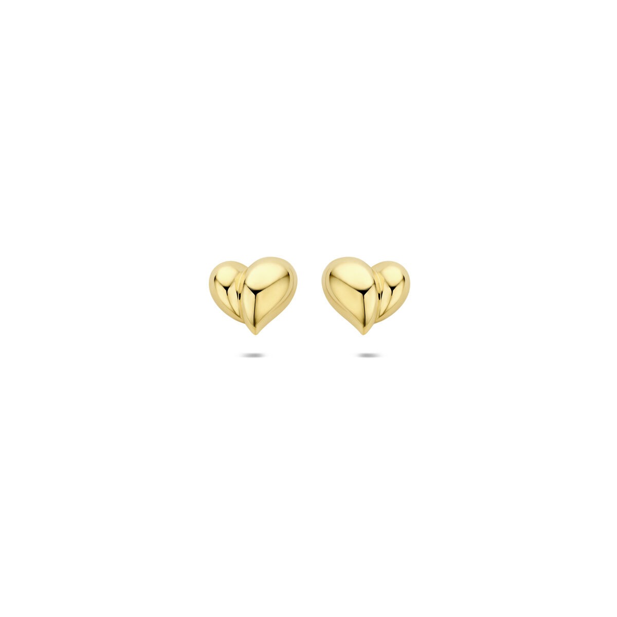 Ohrstecker in Herzform aus 14 Karat Gelbgold mit glänzender Oberfläche